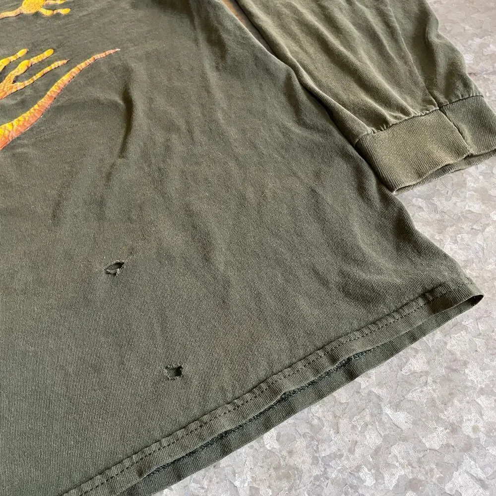 Lake Havasu Gecko Lizard Long Sleeve Shirt Mens Large Vintage Y2K Green Grunge